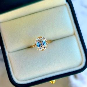 Solid 14k gold 3.5ct old mine cut asscher moissanite ring